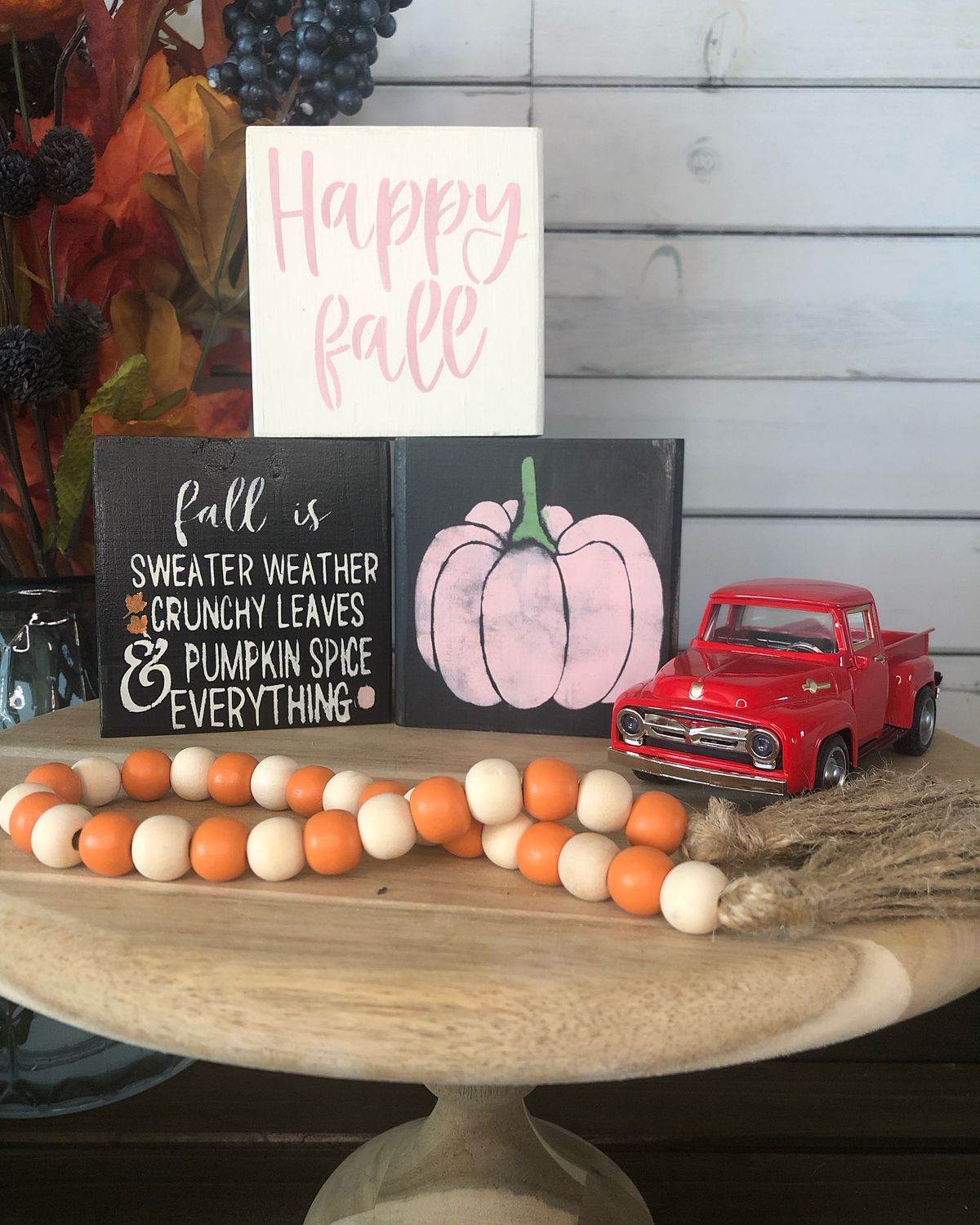 Tiered tray blocks. autumn
