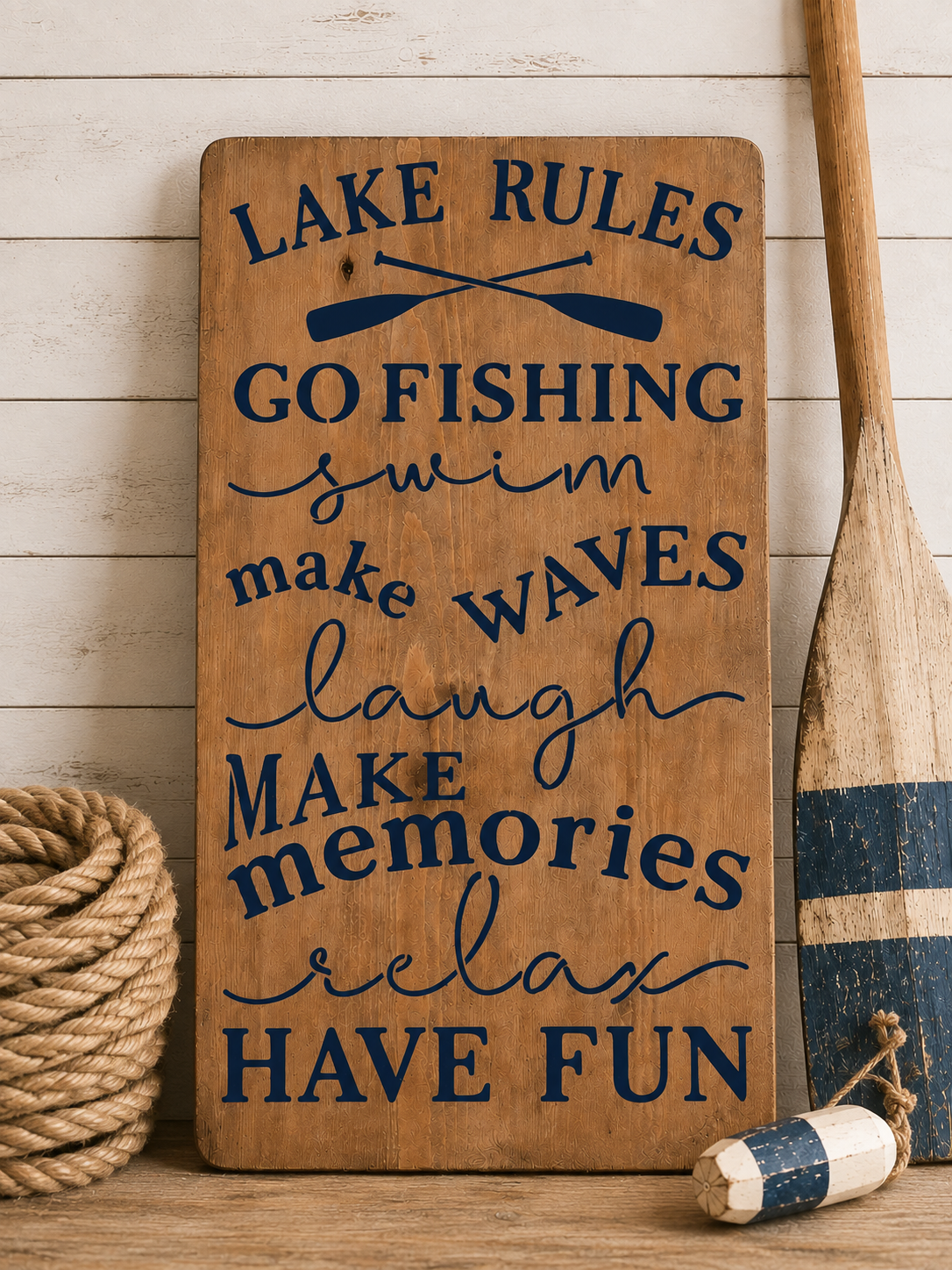 Lake Rules Wood Sign