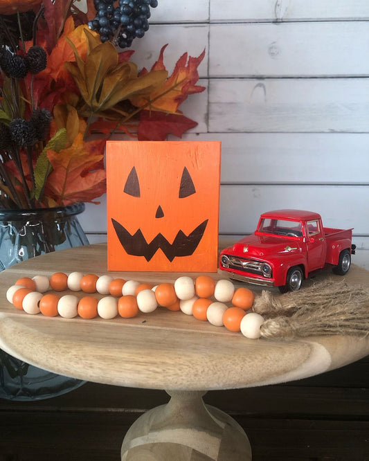 Tiered Tray, Orange Pumpkin face